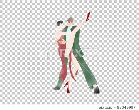 一個穿紅裙子的女人，把腳放在男人的肩膀上，決定一個姿勢 85049997