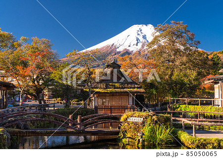 《山梨県》秋の富士山・紅葉の忍野八海 85050065