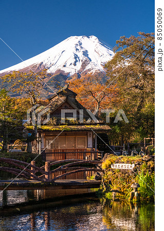 《山梨県》秋の富士山・紅葉の忍野八海 85050069