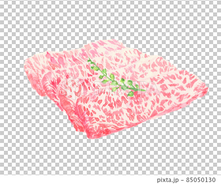 水彩で描いた霜降り牛肉のイラスト 85050130
