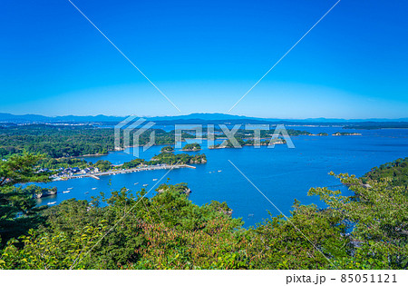 松島四大観　壮観・大高森の景色（宮城県東松島市） 85051121