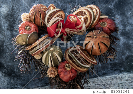 Valentines Day Heart Made of Fruit as a symbol of romance love valentine holiday on Wall background. Valentines Day Heart Made of Fruit as a symbol of romance love valentine holiday on Wall background. 85051241