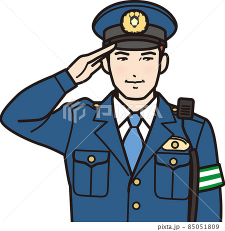 敬礼する男性警察官 敬礼する男性警察官 85051809