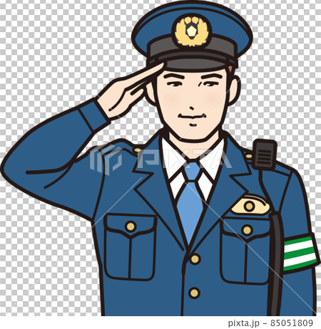 敬礼する男性警察官 敬礼する男性警察官 85051809