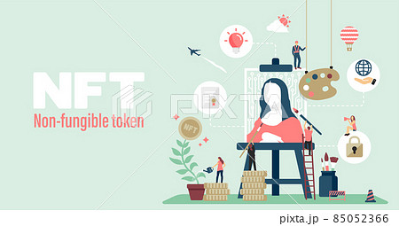 NFT (Non Fungible Token) アート / デジタルアート コンセプトバナー NFT (Non Fungible Token) アート / デジタルアート コンセプトバナー 85052366