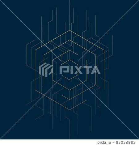 Abstract geometric hexagon lines on dark blue...のイラスト素材 [85053885] - PIXTA