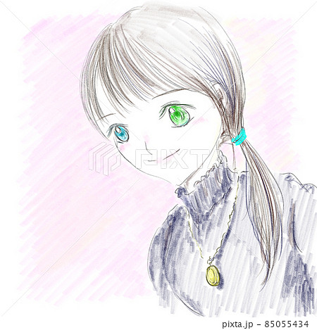 髪を左に結った碧眼の少女 髪を左に結った碧眼の少女 85055434