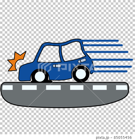 突然剎車的汽車插圖（帶輪廓） 85055456
