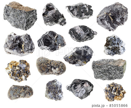 set of various sphalerite stones cutout on white 85055866