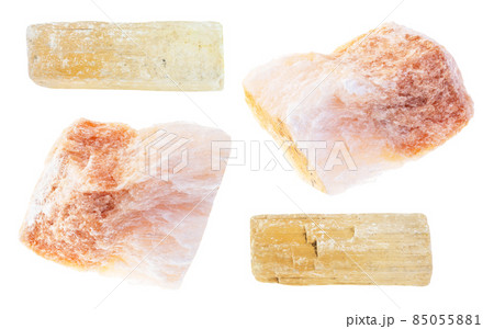 set of various selenite stones cutout on white 85055881