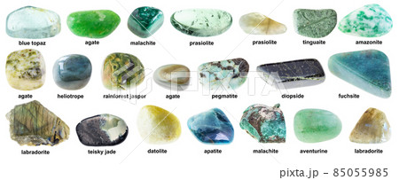 set of various rolled green stones with names set of various rolled green stones with names 85055985