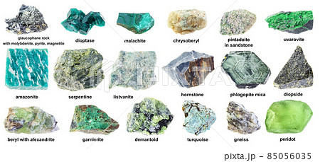 set of various raw green stones with names cutout set of various raw green stones with names cutout 85056035