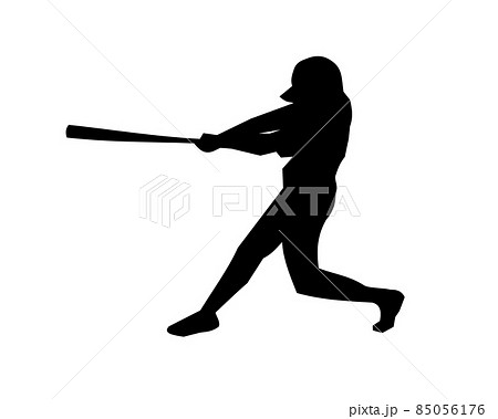 野球 スイングする打者 左バッター のイラスト素材