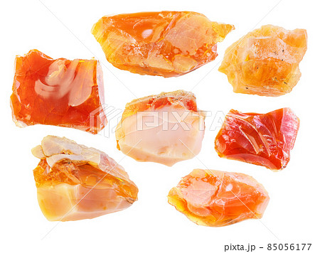 set of Fire opal stones cutout on white 85056177