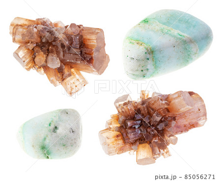 set of various aragonite stones cutout on white set of various aragonite stones cutout on white 85056271
