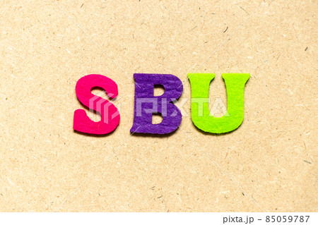 Color cloth alphabet letter in word SBU (Abbreviation of Strategic business unit) on wood background 85059787