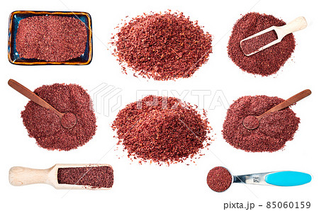set of sumac powder cutout on white set of sumac powder cutout on white 85060159