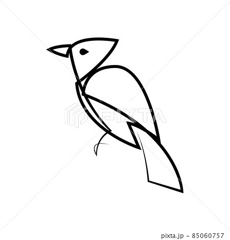 Red Cardinal bird logo. One continuous line drawing sparrow. Hand Drawn Blue Jay Linear illustration. Vector abstract sketch isolated 85060757
