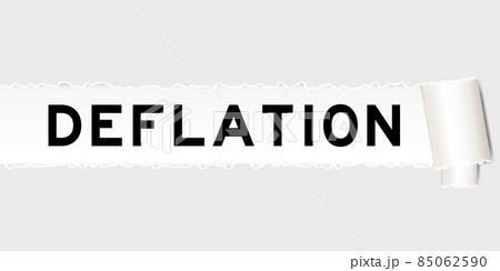 Ripped gray paper background that have word deflation under torn part 85062590