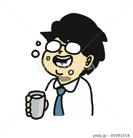 風邪予防のため、念入りにうがいをするサラリーマンのイラスト 風邪予防のため、念入りにうがいをするサラリーマンのイラスト 85063558