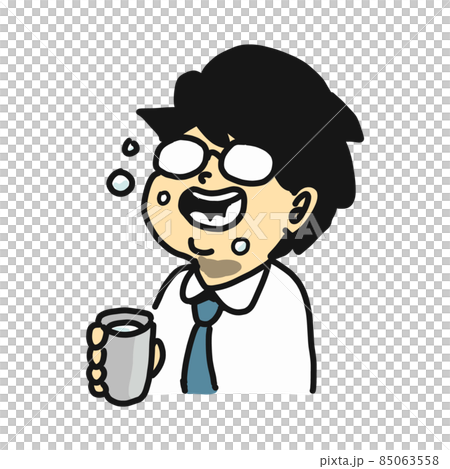 風邪予防のため、念入りにうがいをするサラリーマンのイラスト 風邪予防のため、念入りにうがいをするサラリーマンのイラスト 85063558