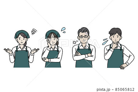 困る　悩む　スーパーの店員　店長　パート　アルバイト　スタッフ　従業員　男女　トラブル 85065812