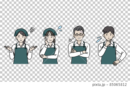 困る　悩む　スーパーの店員　店長　パート　アルバイト　スタッフ　従業員　男女　トラブル 85065812