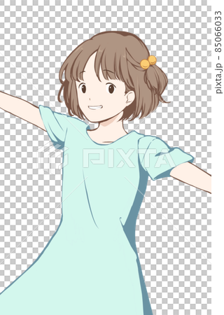 にっと笑う女の子のイラスト素材