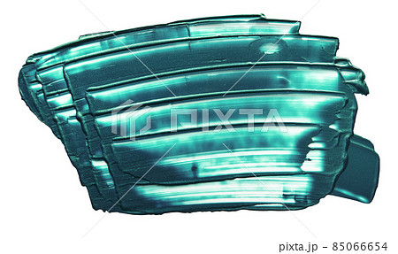 Dark green metallic paint smears isolated on white background. Paint strokes applied with palette knife 85066654