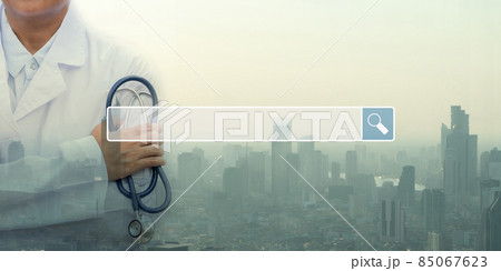 Searching browsing internet bar over background is A doctor holding Stethoscope a commitment to maintain disease coronavirus. Searching Browsing Internet Data Information Networking Concept Searching browsing internet bar over background is A doctor holding Stethoscope a commitment to maintain disease coronavirus. Searching Browsing Internet Data Information Networking Concept 85067623
