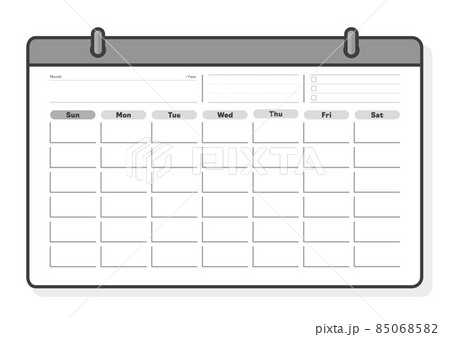 日付なし・年なしのカレンダーのテンプレート -日曜始まりのマンスリーカレンダー - to-doリストのイラスト素材 [85068582] - PIXTA
