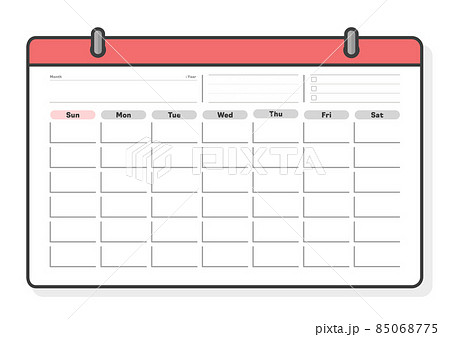 日付なし 年なしのカレンダーのテンプレート 日曜始まりのマンスリーカレンダー To Doリストのイラスト素材