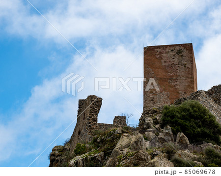 Ancient medieval castle of the small town Burgos in Sardinia 85069678