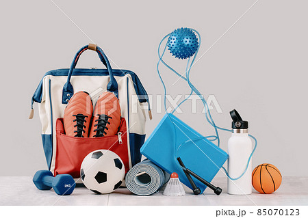 Healthy lifestyle blue sports accessories and water bottle Healthy lifestyle blue sports accessories and water bottle 85070123