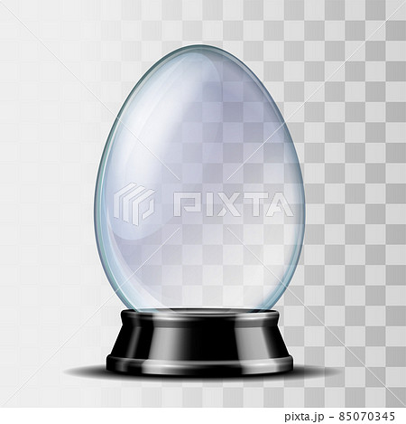 Transparent glass egg on black pedestal. Vector illustration 85070345