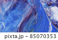 Blue streaks on a white background. Liquid abstractions. Abstract natural art. 85070353