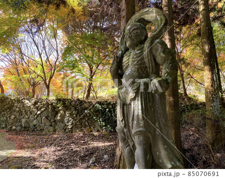 両子寺仁王像と紅葉 85070691