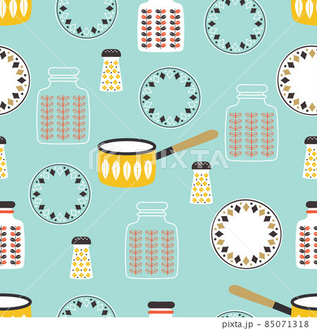 seamless pattern with kitchen utensils, vector illustration 85071318
