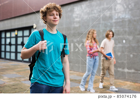 Teenager boy going to school lessons Teenager boy going to school lessons 85074176