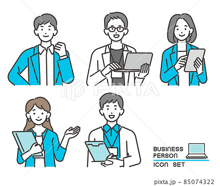 オフィスカジュアルで働く会社員の上半身のベクターイラスト素材 ビジネス ビジネスパーソン 人々のイラスト素材