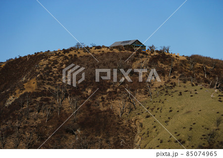 冬の丹沢　丹沢主脈線縦走路から　蛭ヶ岳山頂遠景 85074965