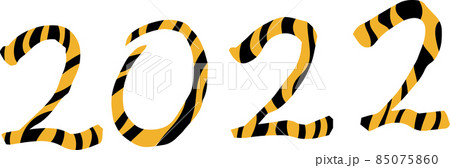 虎柄の2022年数字 寅年 ハッピーニューイヤー 85075860