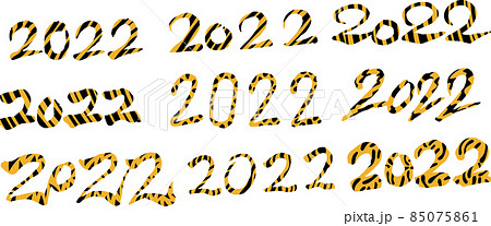 虎柄の2022年数字 寅年 ハッピーニューイヤー 85075861