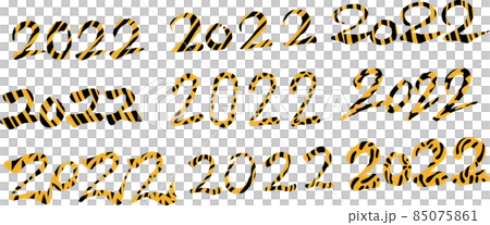 虎柄の2022年数字 寅年 ハッピーニューイヤー 85075861