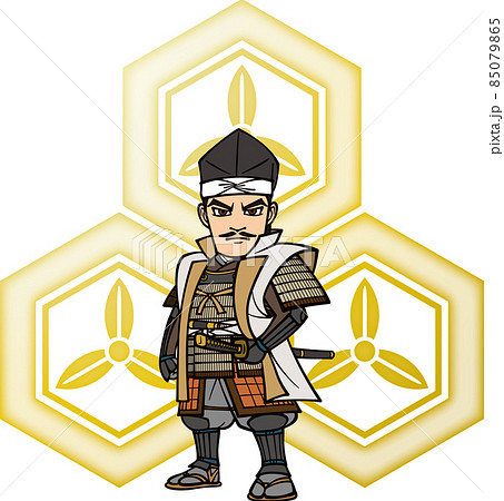 烏帽子をかぶって武装した直江兼続【3頭身・家紋】 85079865