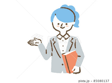ファイルを持って案内する女性社員_色 ファイルを持って案内する女性社員_色 85080137