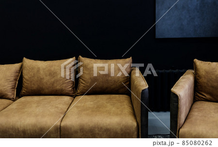 Leather sofa in living room Leather sofa in living room 85080262