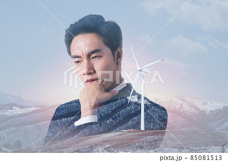 ESG Environmental, social and corporate governance innovation poster with Asian model in double exposure with nature energy background ESG Environmental, social and corporate governance innovation poster with Asian model in double exposure with nature energy background 85081513
