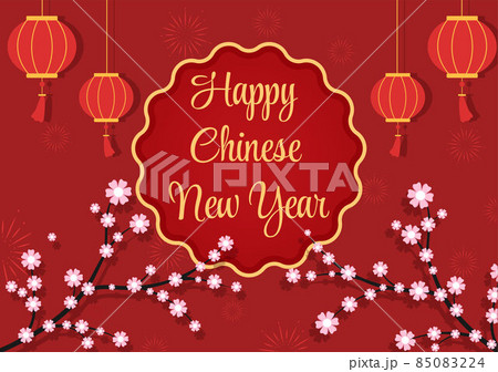 Happy Chinese New Year 2022 with Zodiac Cute Tiger and Flower on Red Background for Greeting Card, Calendar or Poster in Flat Design Illustration Happy Chinese New Year 2022 with Zodiac Cute Tiger and Flower on Red Background for Greeting Card, Calendar or Poster in Flat Design Illustration 85083224