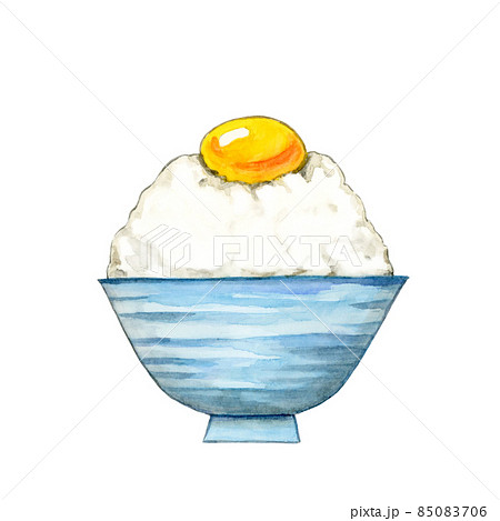 卵かけご飯【手描き水彩画】 85083706